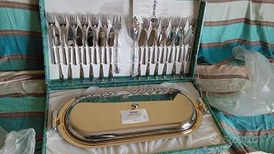 Servizio di posate da pesce x 12 persone inox oro
