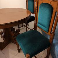 Set 4 sedie in legno e velluto
