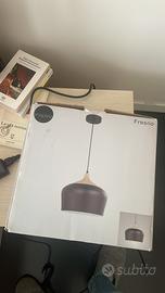 Lampada soffitto moderna nera e rovere