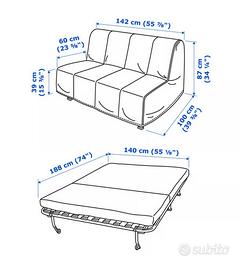 divano letto 2 posti Ikea Licksele Lovas