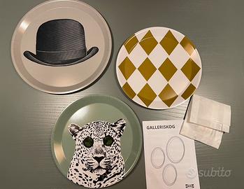 IKEA GALLERISKOG set 3 vassoi decorati