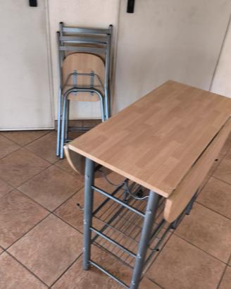 tavolo richiudibile ferro beige con due sedie