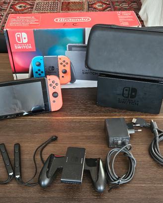 Nintendo Switch V1 neon completa con custodia