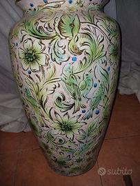 Vaso  in ceramica fiori uccelli rs marino