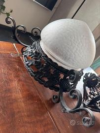 Lampadario 1900 in ferro forgiato & Applique coord