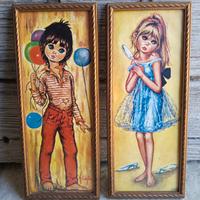 due quadri anni 60 Big Eyes Art vintage Collezione