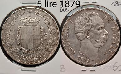 5 lire 1879 Argento 