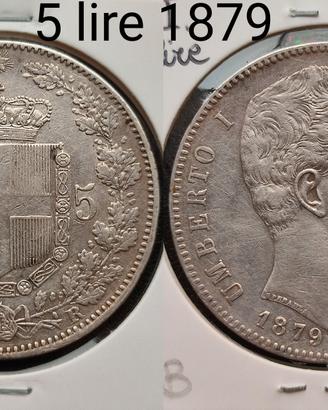 5 lire 1879 Argento 