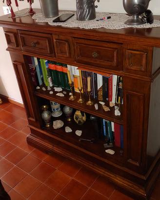 Libreria Mobile Soggiorno Pregiato Legno Classico