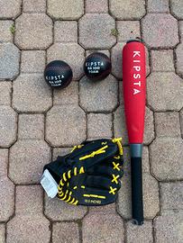 Set completo baseball (mazza, guantone, 2 palline)