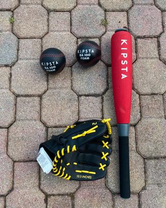 Set completo baseball (mazza, guantone, 2 palline)