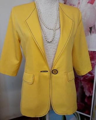 Giacca Donna Gialla Vintage in Cotone e Viscosa