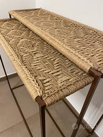 Set 2 consoles tessuto e metallo 91x30x96