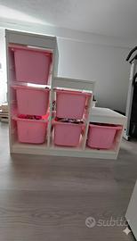 Mobile IKEA TROFAST con 6 contenitori rosa