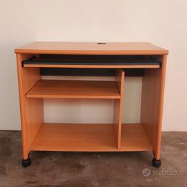 Scrivania con ruote + ripiano tastiera 