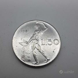 MONETA LIRE 50 1981 CON ERRORE DI CONIO