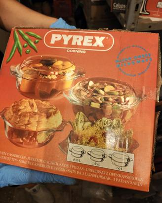 Set 3 casseruole pyrex con coperchio