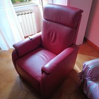 poltrona relax in vera pelle rossa con fu