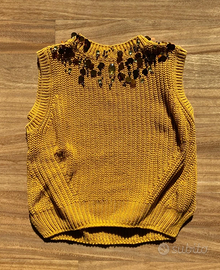 Top gilet smanicato in maglia senza maniche giallo