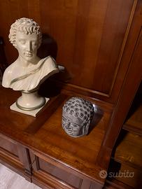 Coppia Sculture da Arredo (Busto + Buddha)