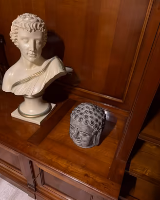 Coppia Sculture da Arredo (Busto + Buddha)