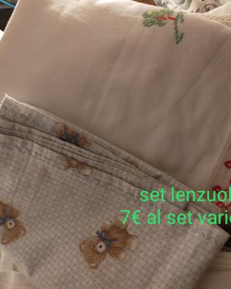 Set lenzuola e coperte per culla e lettino