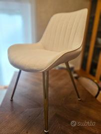 Coppia di sedie in metallo dorato e velluto Wahson