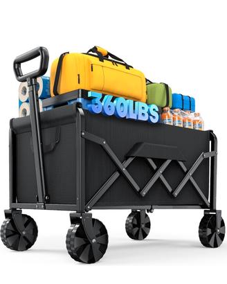 Carrello Pieghevole Kitsure Spesa Camping Nero