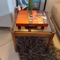 Tavolino Poltronova mogano e vetro fumé 