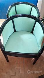 Set di sedie vintage poltroncine nere e verde