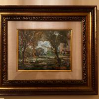 Dipinto olio su tela T. Trombetti - Paesaggio