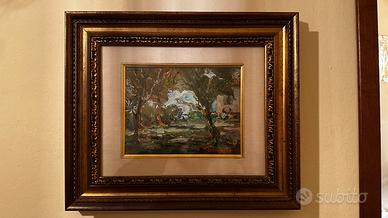 Dipinto olio su tela T. Trombetti - Paesaggio
