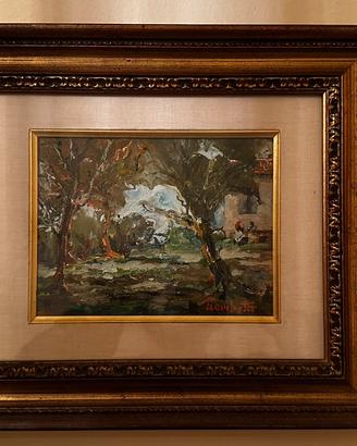Dipinto olio su tela T. Trombetti - Paesaggio