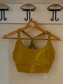 Reggiseno sportivo verde oliva con schiena incroci