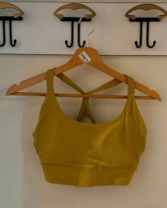 Reggiseno sportivo verde oliva con schiena incroci