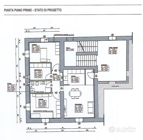 Appartamento 3 camere 1 bagno - V1573