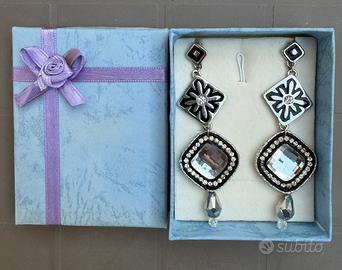 Orecchini Artigianali Soutache nero e argento