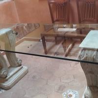 Tavolo con piano cristallo