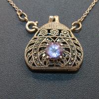 Collana ciondolo argento marcasite con ametista