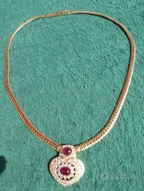 Collana oro 18k e pietre preziose