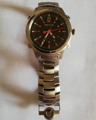 OROLOGIO SECTOR cinturino acciaio,quadrante carbon