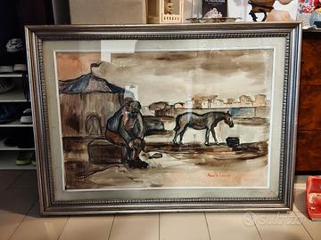 Quadro Benito Lazzari Domatori si cavalli