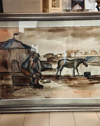 Quadro Benito Lazzari Domatori si cavalli