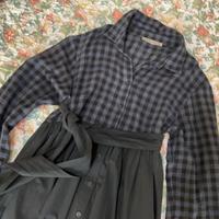 Vestito lungo in cotone nero e quadretti