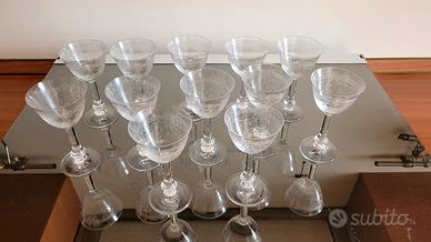 12 Calici liquorecristallo intarsiato primi 900