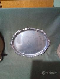 Vassoio ovale vintage metallo stile barocco, Rétro