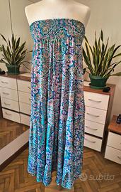 Vestito a fascia Boho 100% Seta NUOVO