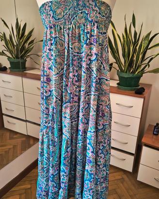 Vestito a fascia Boho 100% Seta NUOVO