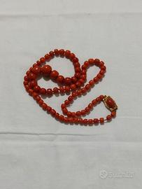 Collana antica in corallo rosso naturale fine ‘800