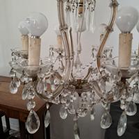 lampadario antico a gocce vetro